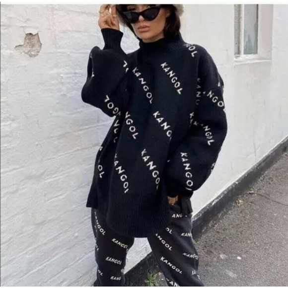 KANGOL x H&M Black and White Knit Sweater Size Medium BRAND NEW IN BAG w/tags! - Picture 4 of 12